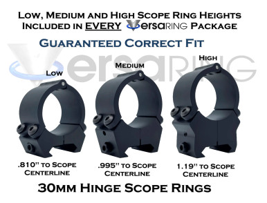 VersaRing Hinge 30mm Scope Rings, Converts to Low, Med, High Heights