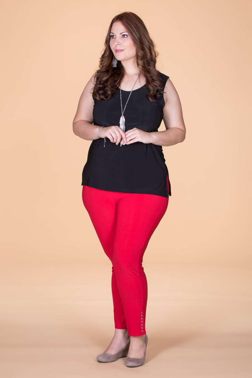 All Buttoned Up Legging - Red - Red Tulip Boutique