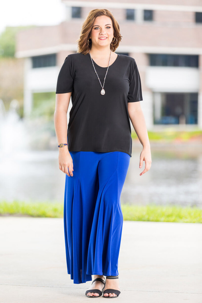 Navy High Waisted Pleated Wide Leg Pants