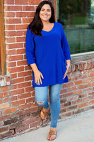 Fitted Pocket Tunic - Cobalt