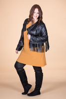 Leader of the Pack Fringed Bolero - Black Faux Leather