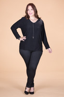 Shimmer Shoulder Top - Black