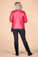 Get the Edge Seamed Moto Jacket -  Red Faux Leather