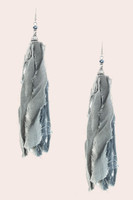 Jumbo Fabric Tassel Earrings - Grey