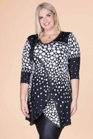 Day into Evening Tunic - B&W Spotted Print
