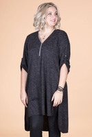 High-Low Heather Tunic - Black