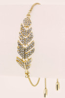 Crystal Leaf Draw Chain Bracelet - Gold