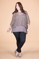 Transformative Net Layering Top - Taupe