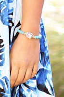 Crystal & Semi Precious Beads Stretch Bracelet - Turquoise