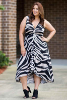 Summer Breeze V-Neck Long Flowy Dress - Animal Print