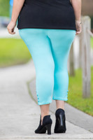 Easy as 1, 2, 3, 4-Button Leggings - Aqua