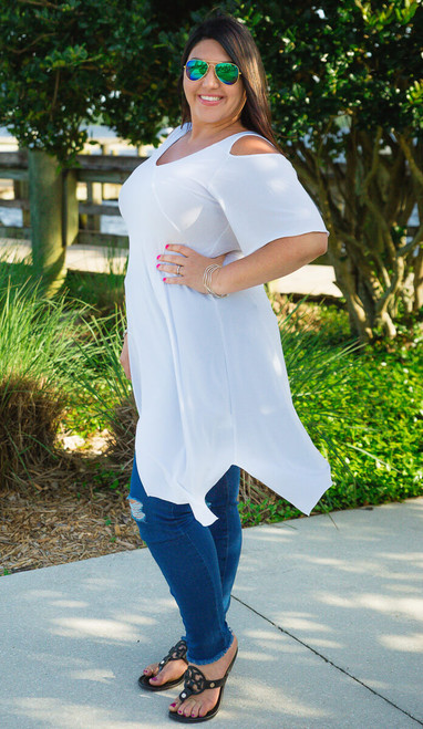 Copy of Coldest Shoulder Tunic - White