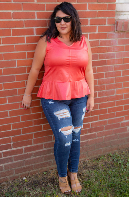 Gift to Yourself Sleeveless Top  - Coral