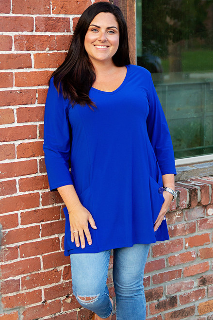 Fitted Pocket Tunic - Cobalt
