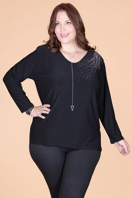 Shimmer Shoulder Top - Black