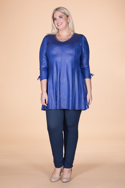 Off the Cuff Tunic - Cobalt Faux Leather