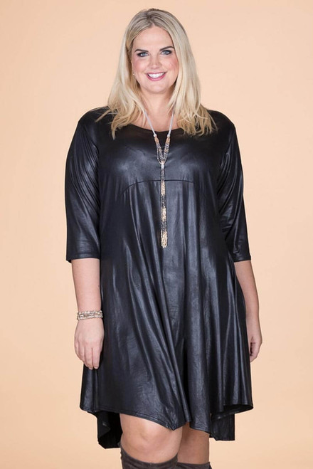 Out For the Night Party Dress - Black Faux Leather