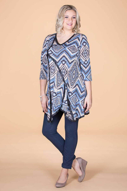 Day into Evening Tunic - Blue Checkers Print