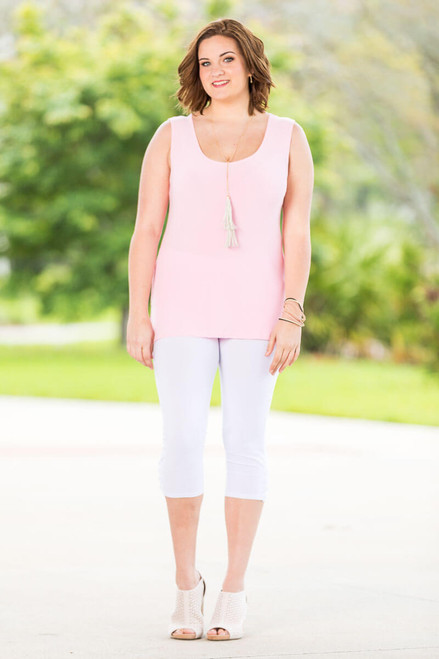 Every Question Answered Sleeveless Top - Baby Pink