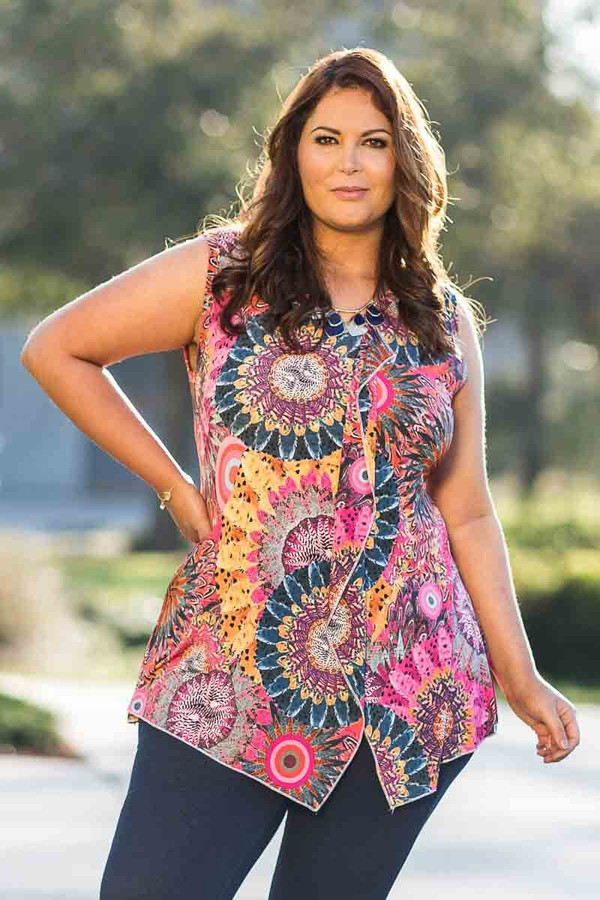 Free to Be Me Asymmetrical Tank - Floral Frenzy Print - Red Tulip Boutique