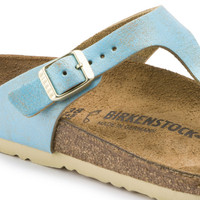 washed metallic aqua birkenstock