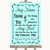 Aqua Thank You Bridesmaid Page Boy Best Man Personalised Wedding Sign