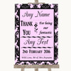 Baby Pink Damask Thank You Bridesmaid Page Boy Best Man Wedding Sign