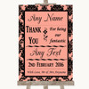 Coral Damask Thank You Bridesmaid Page Boy Best Man Personalised Wedding Sign