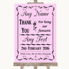 Pink Thank You Bridesmaid Page Boy Best Man Personalised Wedding Sign