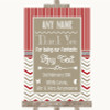 Red and Grey Winter Thank You Bridesmaid Page Boy Best Man Wedding Sign