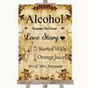 Autumn Vintage Alcohol Bar Love Story Personalised Wedding Sign