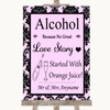 Baby Pink Damask Alcohol Bar Love Story Personalised Wedding Sign