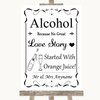 Black & White Alcohol Bar Love Story Personalised Wedding Sign