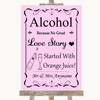 Pink Alcohol Bar Love Story Personalised Wedding Sign