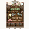 Rustic Floral Wood Alcohol Bar Love Story Personalised Wedding Sign