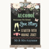 Shabby Chic Chalk Alcohol Bar Love Story Personalised Wedding Sign