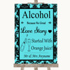 Tiffany Blue Damask Alcohol Bar Love Story Personalised Wedding Sign
