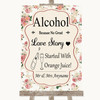 Vintage Roses Alcohol Bar Love Story Personalised Wedding Sign
