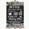 Dark Grey Burlap & Lace All Family No Seating Plan Personalised Wedding Sign