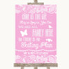 Pink Burlap & Lace All Family No Seating Plan Personalised Wedding Sign