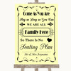 Yellow All Family No Seating Plan Personalised Wedding Sign