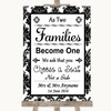 Black & White Damask As Families Become One Seating Plan Wedding Sign