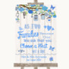 Blue Rustic Wood As Families Become One Seating Plan Personalised Wedding Sign