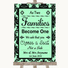 Mint Green Damask As Families Become One Seating Plan Personalised Wedding Sign