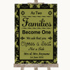 Olive Green Damask As Families Become One Seating Plan Personalised Wedding Sign