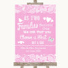 Pink Burlap & Lace As Families Become One Seating Plan Personalised Wedding Sign