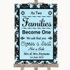 Sky Blue Damask As Families Become One Seating Plan Personalised Wedding Sign