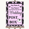 Baby Pink Damask Card Post Box Personalised Wedding Sign