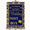 Blue & Gold Card Post Box Personalised Wedding Sign