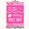 Bright Pink Burlap & Lace Card Post Box Personalised Wedding Sign